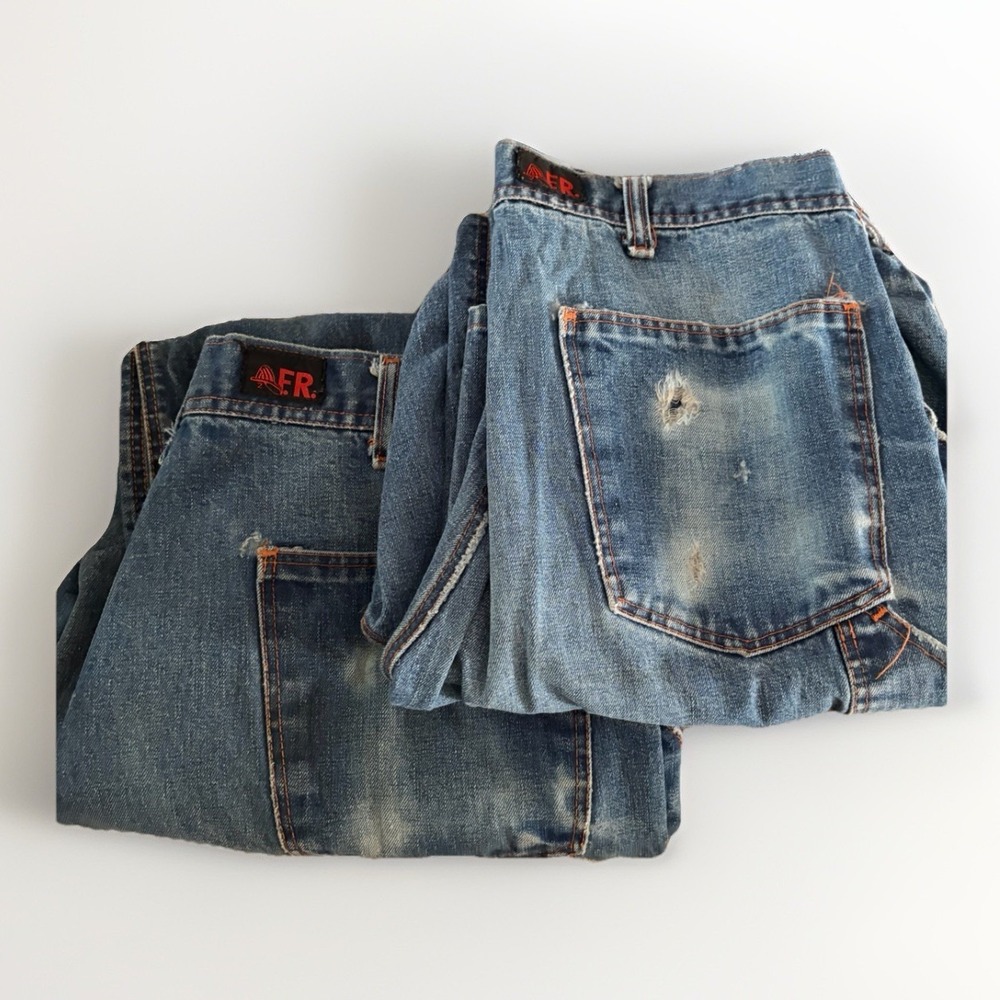 2- Vtg Proban FR 7A by Westex Blue Jean  Cotton Welders Pants 30‎ X 27